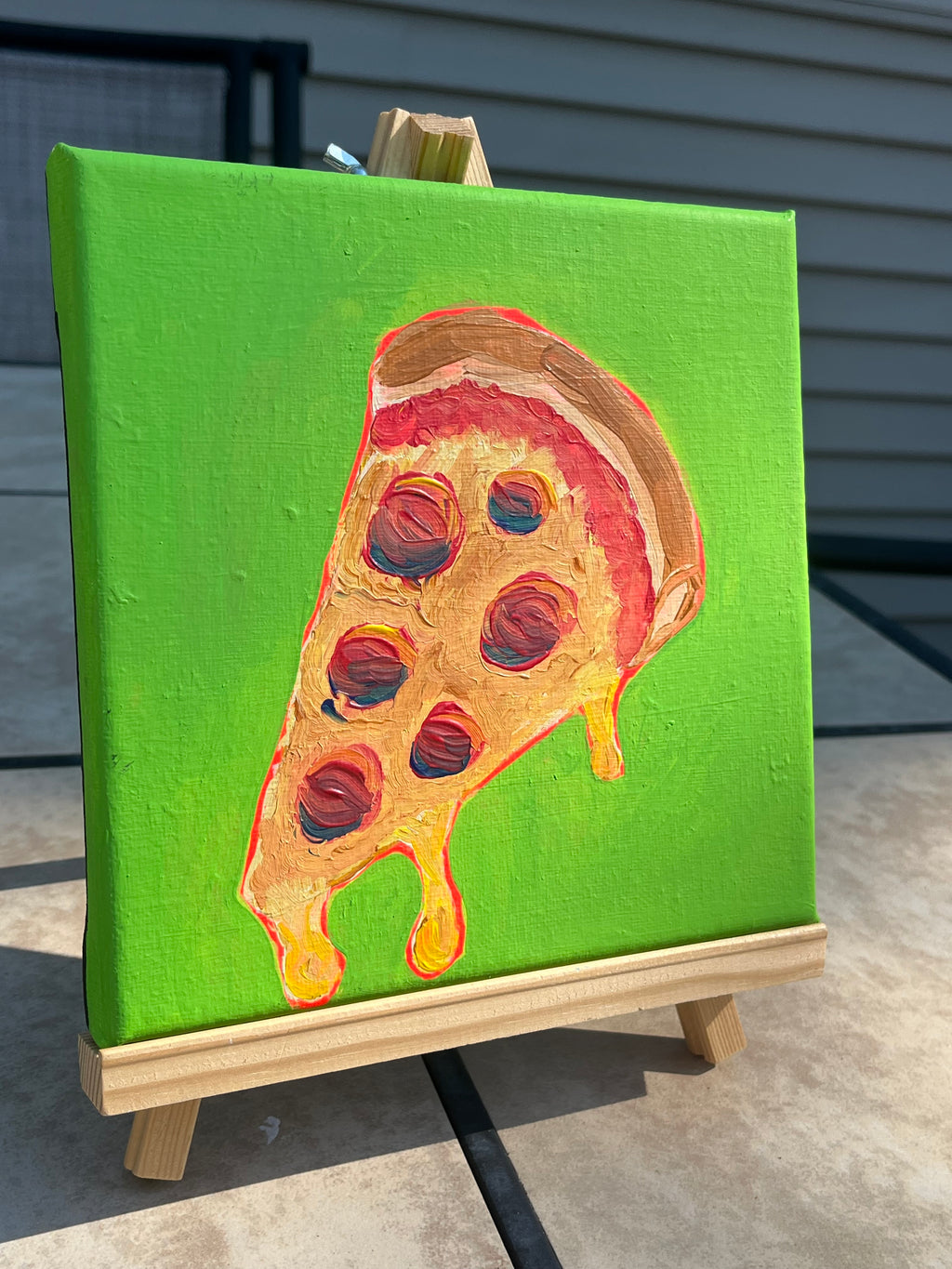 "Cheesy Pepperoni" - 7 x 7 Inch Original